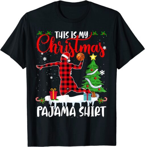 This Is My Christmas Pajama Basketball Player Plaid Tee Shirt