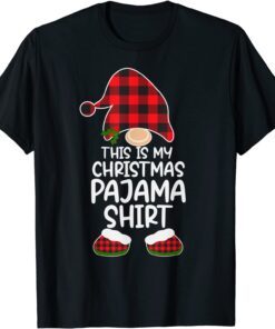 This Is My Christmas Pajama Gnome Xmas Red Plaid Tee Shirt