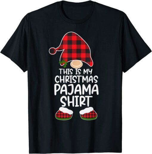 This Is My Christmas Pajama Gnome Xmas Red Plaid Tee Shirt