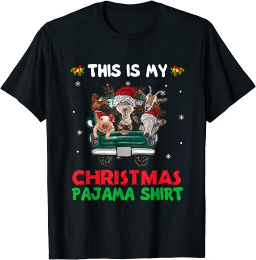 This Is My Christmas Pajama Shirt Farm Animals Truck Tee Shirt