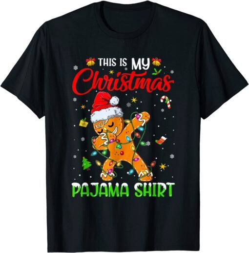 This Is My Christmas Pajama Shirt Gingerbread Lights Xmas T-Shirt