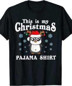 This Is My Christmas Penguin Pajama Santa Hat Tee Shirt