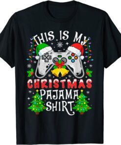 This is My Christmas Pajama Santa Hat Video Game Tee Shirt