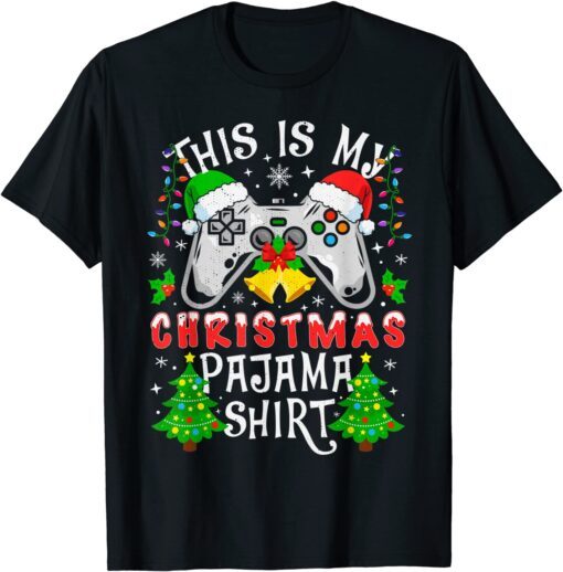 This is My Christmas Pajama Santa Hat Video Game Tee Shirt