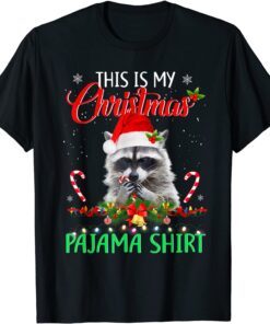 This is My Christmas Pajama Shirt Raccoon Santa Christmas Tee Shirt