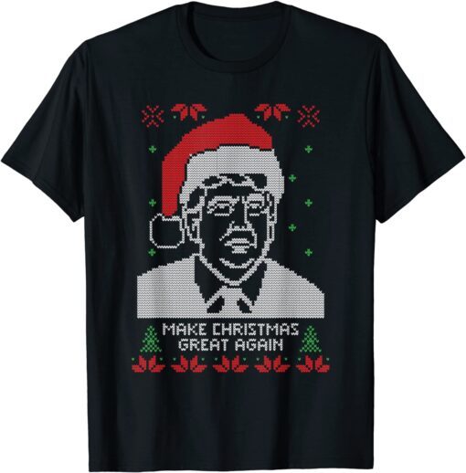 Trump Costume PJ Lets Make Christmas Great Again Ugly Xmas Tee Shirt