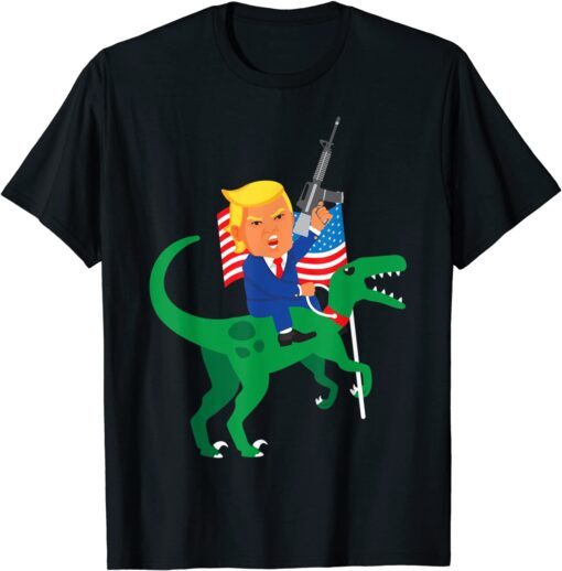 Trump Velociraptor Gun US Flag 2022 Election Republican Tee Shirt