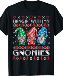 Ugly Christmas Sweater Hanging With My Gnomies Santa Pajama Tee Shirt