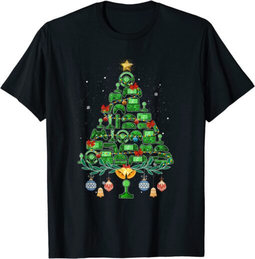 Video Game Controller Christmas Tree For Gamer Tee Shirt