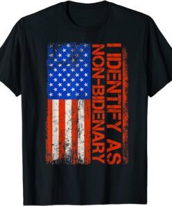 Vintage America Flag I Identify As Non-Bidenary Anti Liberal Tee Shirt