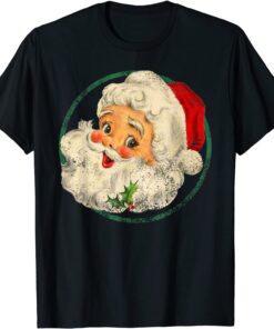 Vintage Christmas Santa Claus Face Old Fashioned Tee Shirt