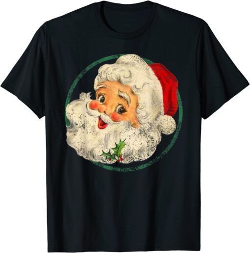 Vintage Christmas Santa Claus Face Old Fashioned Tee Shirt