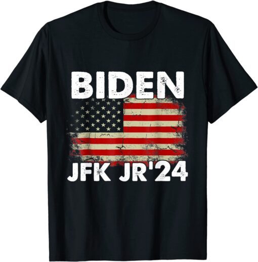 Vintage Joe Biden Jfk Jr'24 Flag Tee Shirt