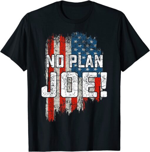 Vintage No Plan Joe USA Flag Joe Biden Tee Shirt