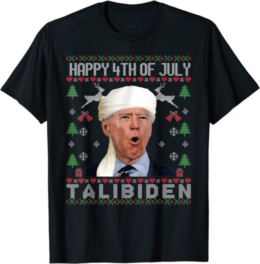 X-mas Biden Happy 4th of July Ugly Christmas Sweater Tee Shirt