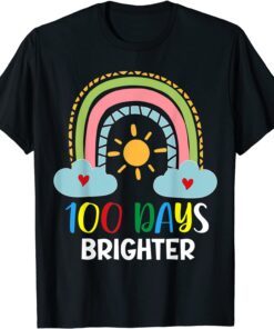 100 Days Brighter 100th Day Of School Pink Rainbow Tee Shirt