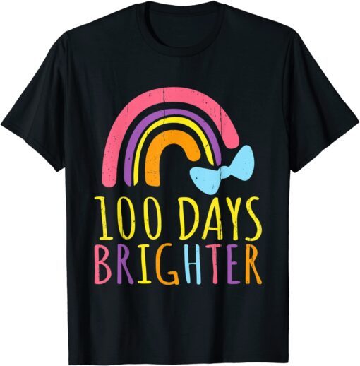 100 Days Brighter Rainbow Cute 100th Day School Smarter Tee Shirt