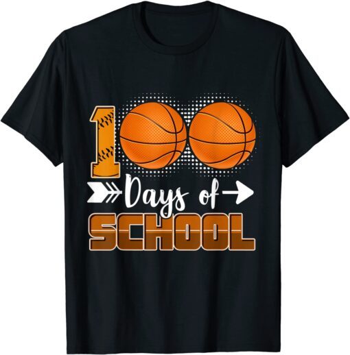 100 Days Of School Basketball 100 Days Smarter 100th Day Tee Shirt