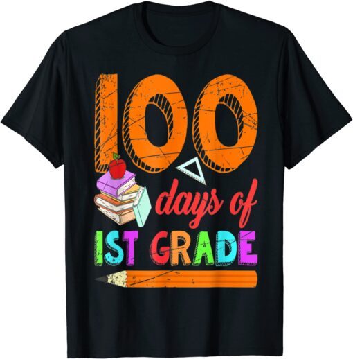 100 Days Of School First Grade School Student Pupil Tee Shirt