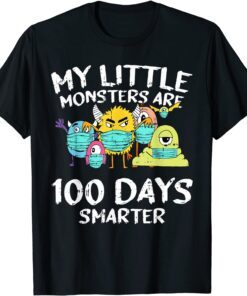 100 Days Of School Little Monters Face Mask Quarantine T-Shirt