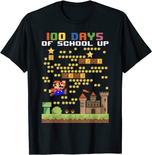 100 Days Of School Mariö-Süper Gamer Video Game Tee Shirt