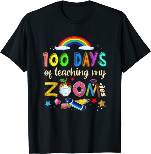 100 Days Of School Teaching My Zoom Ies Virtual Teacher Tee Shirt
