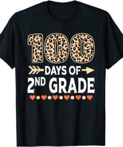 100 Days Of Second Grade Teacher 100th Day Of School Leopard Tee Shirt