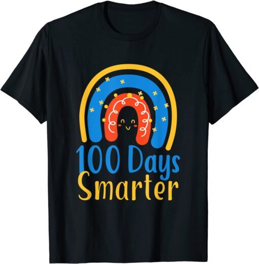 100 Days Smarter, Happy 100th Day Of School Colored Rainbow Tee Shirt