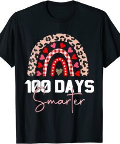 100 Days Smarter Happy 100th Day Of School Rainbow Leopard Tee Shirt