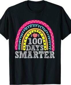 100 Days Smarter Happy 100th Day Of School Rainbow Tee Shirt