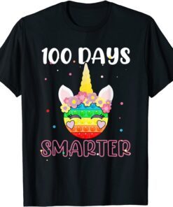 100 Days Smarter Unicorn Fidget Pop It Teacher Tee Shirt