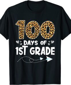 100 Days of 1st Grade Teacher Leopard 100 Days Smarter T-Shirt