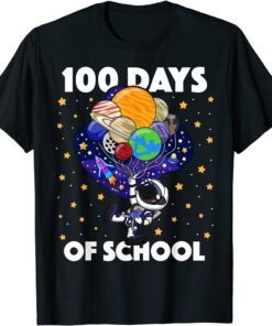 100 Days of School Astronaut Outer Space 100th Day T-Shirt