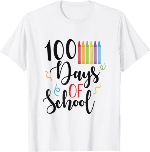 100 Days of School Crayons Tee Shirt
