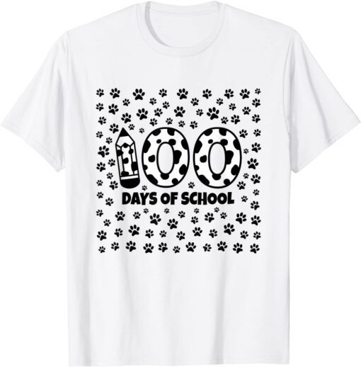 100 Days of School Dalmatian 100th Day of School Dog Tee Shirt