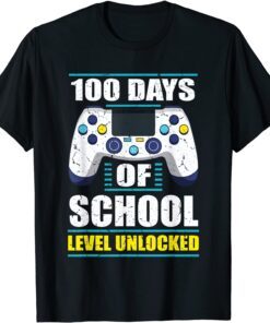 100 Days of School Level Unlocked Gamer Student and Teacher Tee Shirt