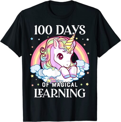100 Days of School Unicorn Girls Teacher 100th Day of School Tee Shirt