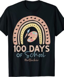 100th Day Of School Art Teacher - 100 Days Art Rainbow Tee Shirt