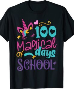 100th Day of School Unicorn 100 Magical Days Teacher Tee Shirt