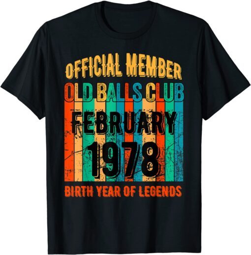 1978 Birthday Old Balls Club February 1978 Tee Shirt