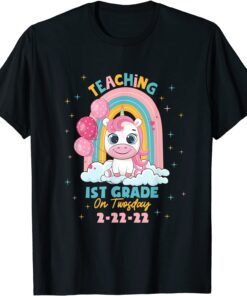 2-22-2022 Teaching 1st Grade On Twosday Teacher Unicorn Tee Shirt