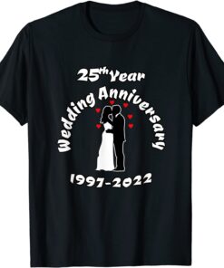 25th Year Wedding Anniversary 1997-2022 Kissing Couple Limited Shirt