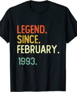 29Th Birthday 29 Years Old Legend Since February 1993 T-Shirt