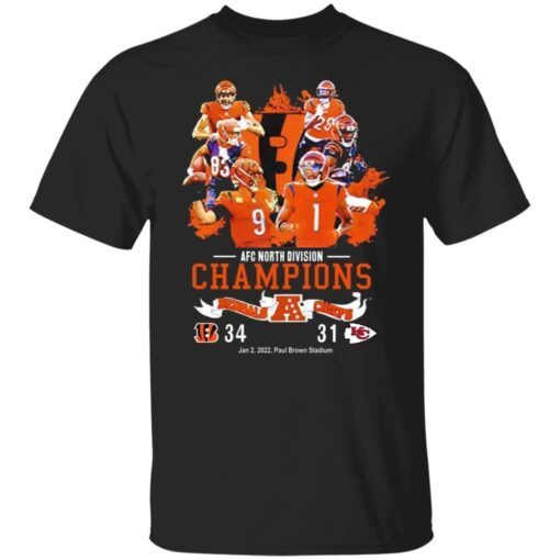 AFC North Division Champions Cincinnati Bengals 34-31 Chiefs Tee Shirt