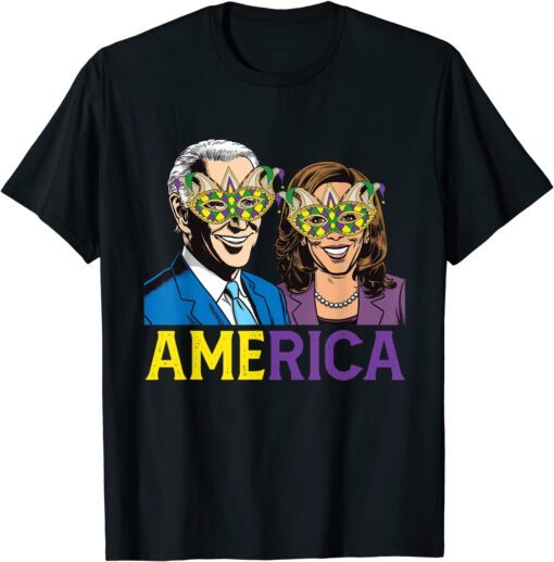 America Anti Biden Clown Mardi Gras Carnival Tee Shirt