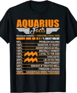 Aquarius Facts Zodiac January February Birthday Tee Shirt