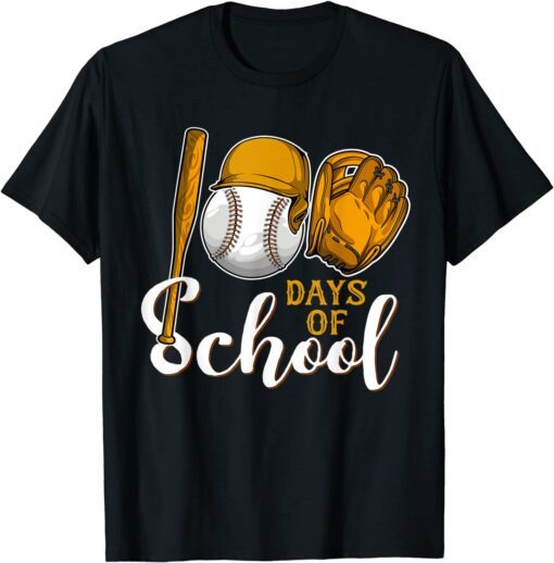 Baseball 100 Days of School Happy 100th Day Teacher Tee Shirt