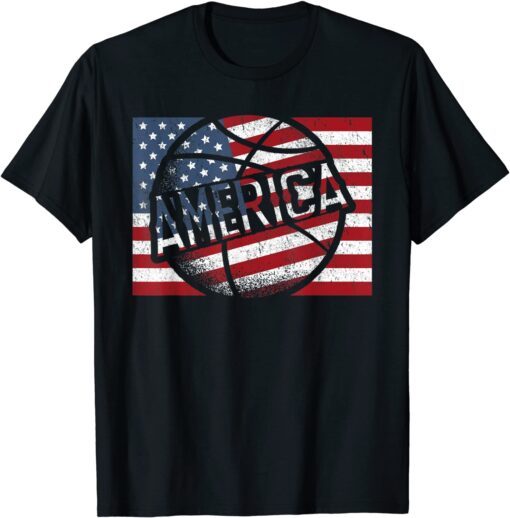 Basketball American Flag Tee Shirt