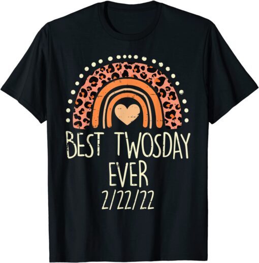 Best Twosday Ever 2-22-22 Leopard Twos Day 2022 Teacher Tee Shirt