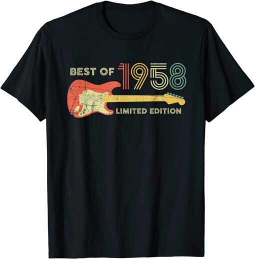 Best of 1958 Birthday - Guitar lovers 64th Birthday Tee Shirt